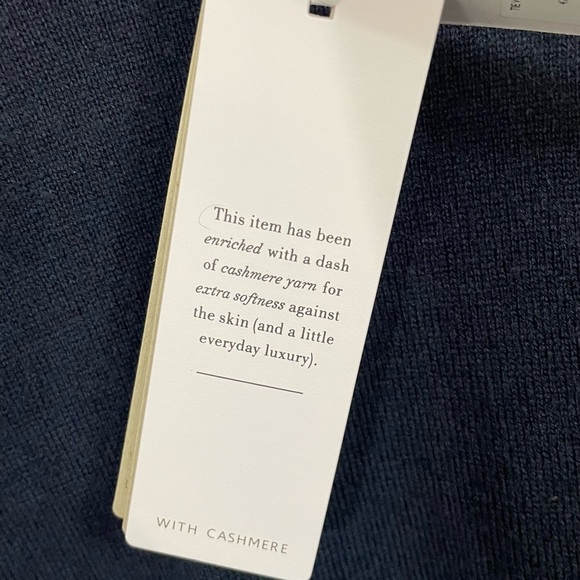 The White Company Tie Waist Lounge Sweater with Cashmere Wool Navy Blue NWT - Picture 12 of 15